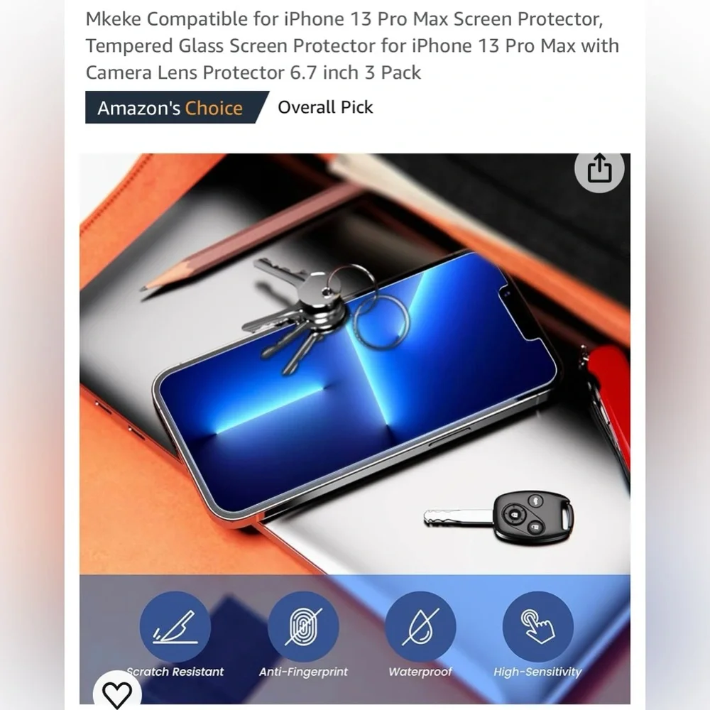 iPhone 13 screen protector 2 pack -tempered glass
